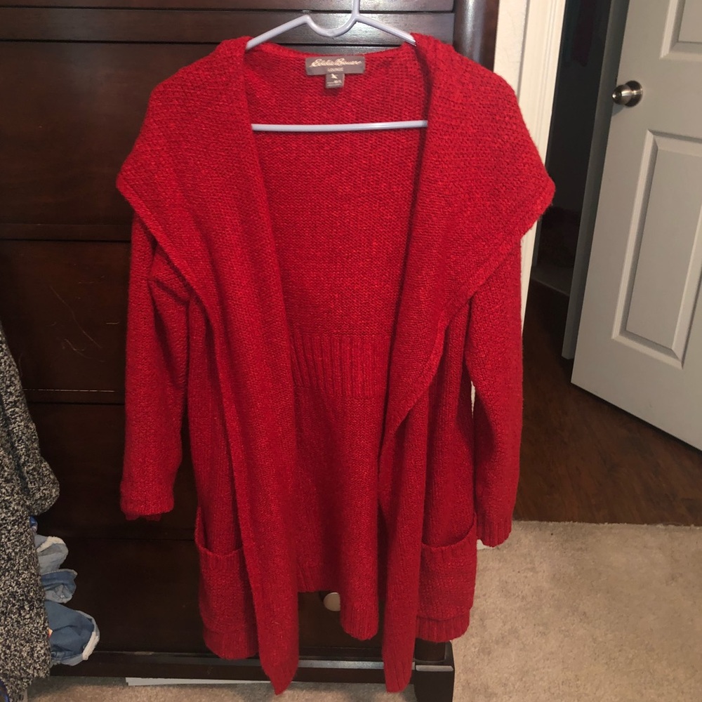 Hooded Eddie Bauer lounge cardigan/ sweater